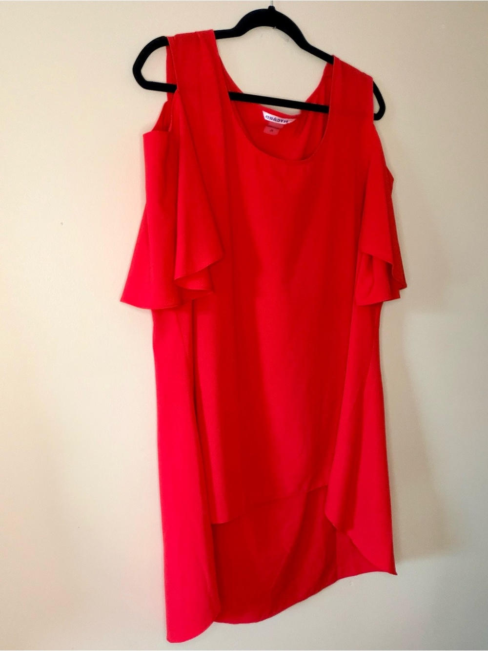 Peter Nygard Red Asymmetrical Cold-Shoulder Dress